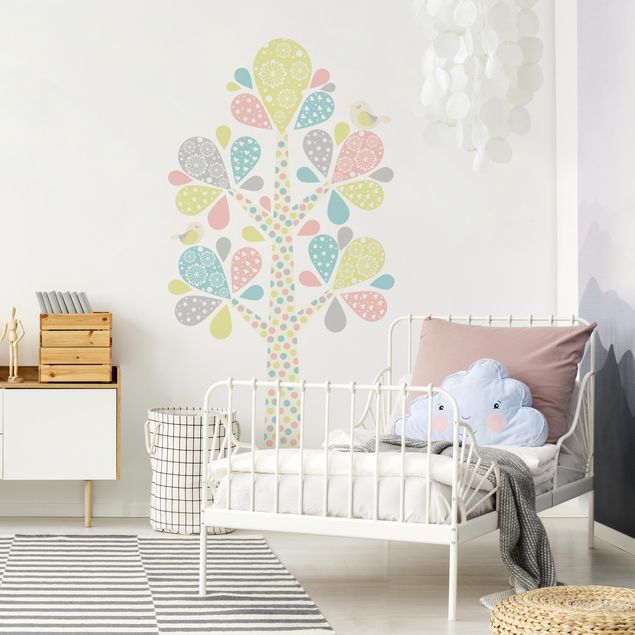 Wallstickers dyr No.yk76 Abstract tree with big drop sheets in pastel