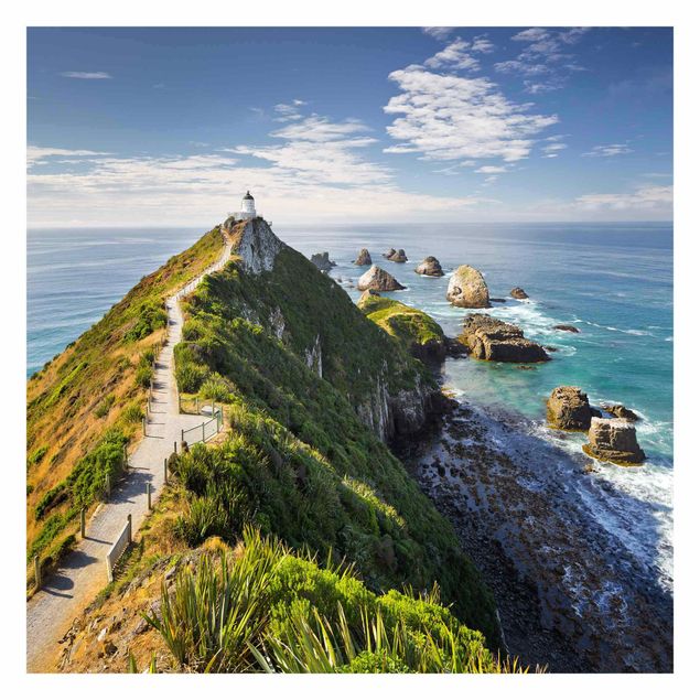 Fototapet landskaber Nugget Point Lighthouse And Sea New Zealand