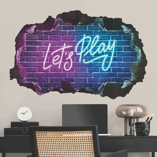 Wallstickers ordsprog Neon Text Let's Play