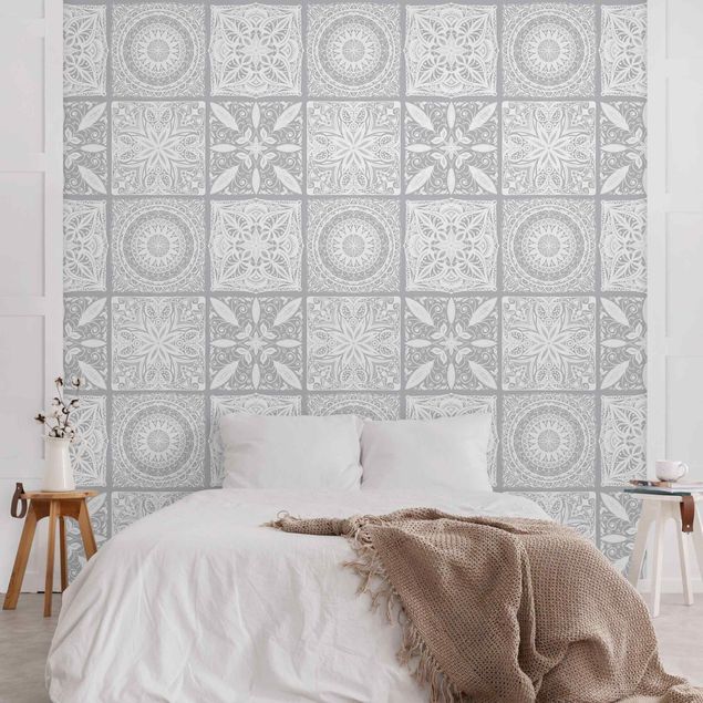 Moderne tapet Oriantal Mandala Pattern Mix With Grey