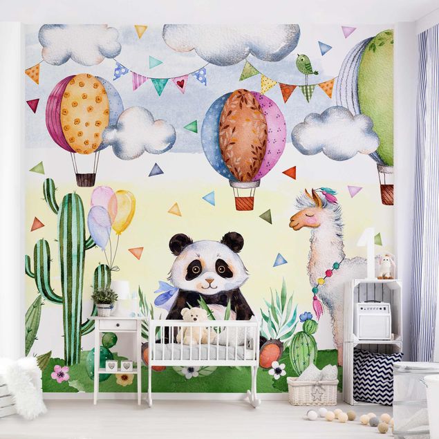 Børneværelse deco Panda And Lama Watercolour