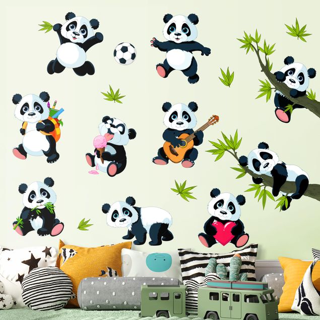 Wallstickers pandaer Pandabar mega set