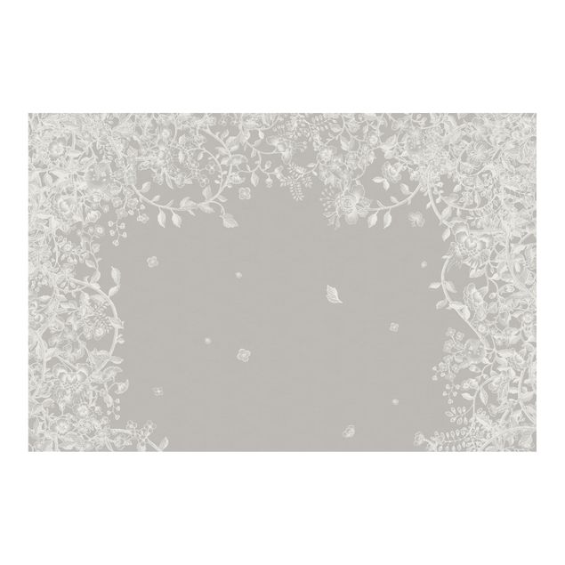 Tapet grå Pastel Flower Tendrils Chinoiserie