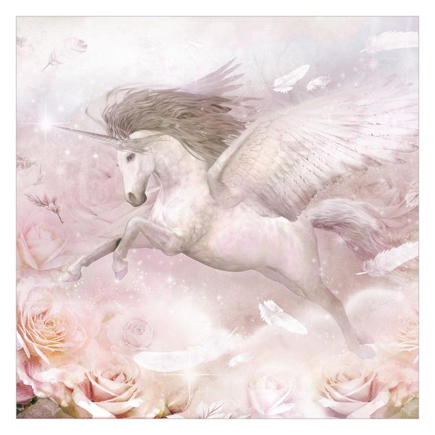 Tapet Pegasus Unicorn With Roses