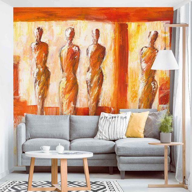 Moderne tapet Petra Schüßler - Four Figures In Orange