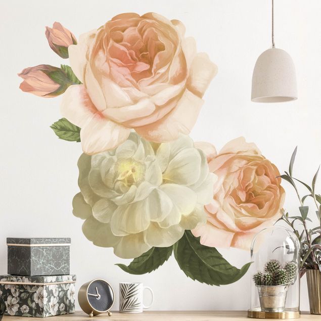 Wallstickers roser Peach-colored rose bouquet