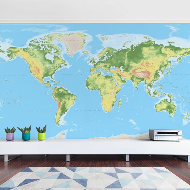 Verdenskort tapet Physical World Map