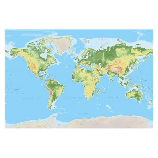 Tapet Physical World Map