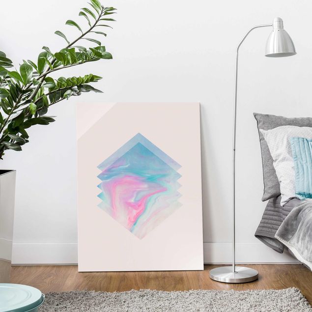 Glasbilleder abstrakt Pink Water Marble