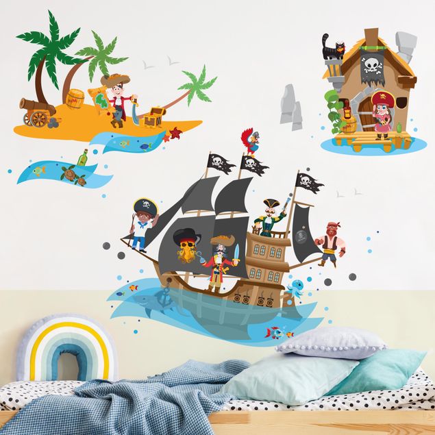 Wallstickers pirater Pirate ship Treasure Island Mega Set