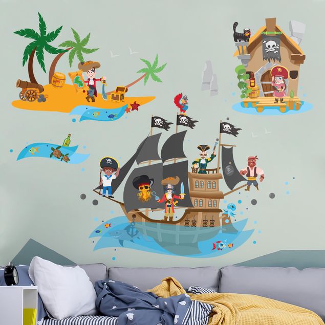 Børneværelse deco Pirate ship Treasure Island Mega Set