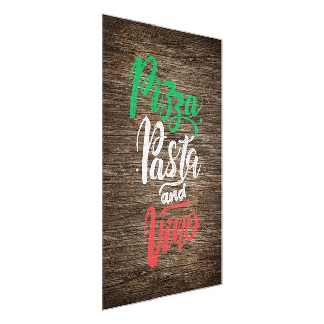 Billeder moderne Pizza Pasta and Vino On Wooden Board