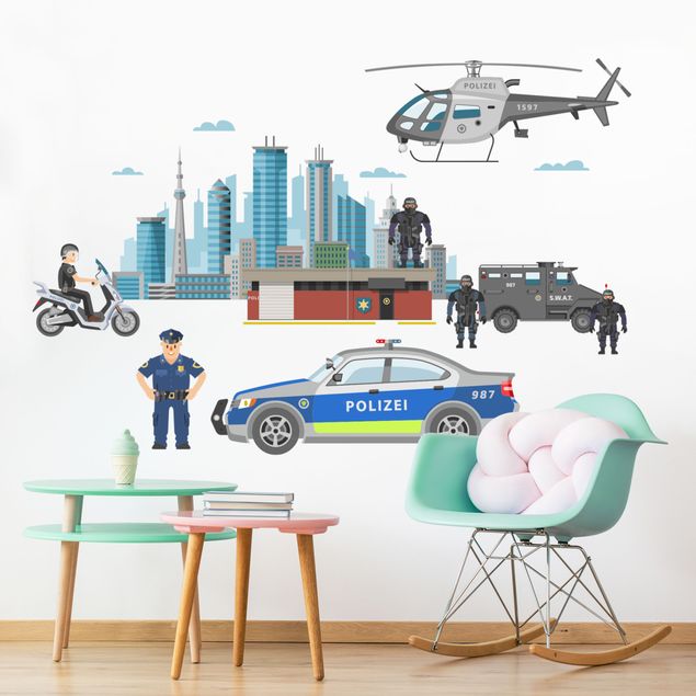 Wallstickers biler Police and police cars set