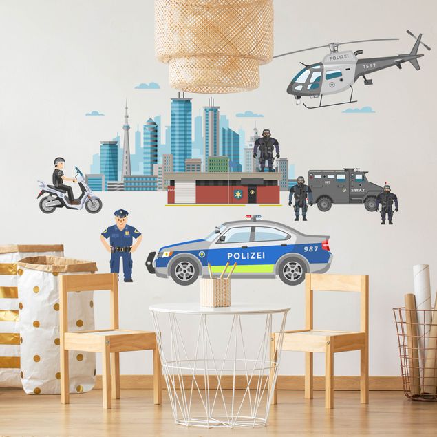 Wallstickers 3D Police and police cars set
