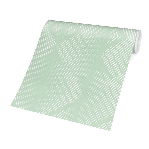 Vintage tapet Rhombic Pattern With Stripes In Mint Colour