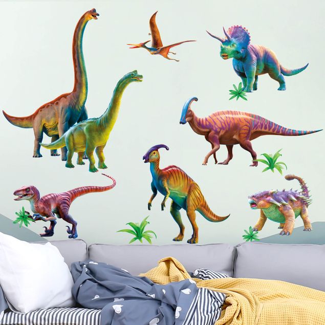 Børneværelse deco Rainbow dinosaur set