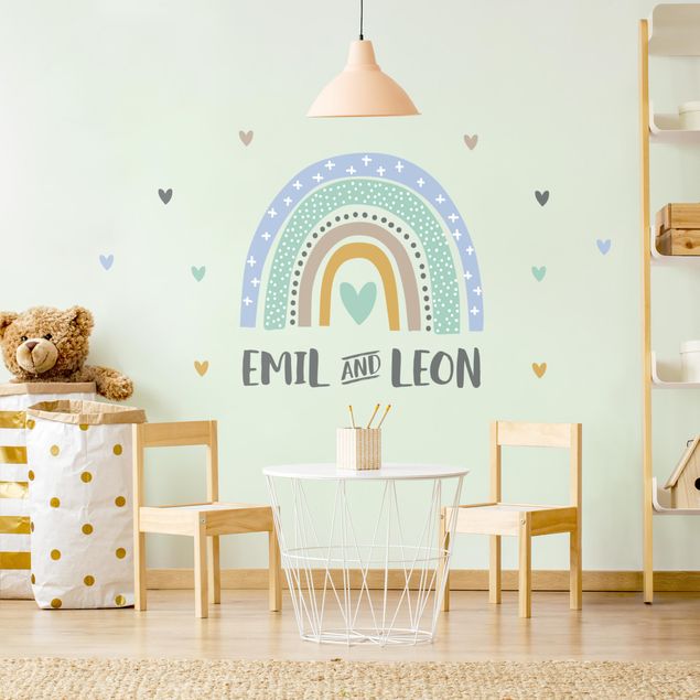Wallstickers ordsprog Rainbow with desired blue turquoise