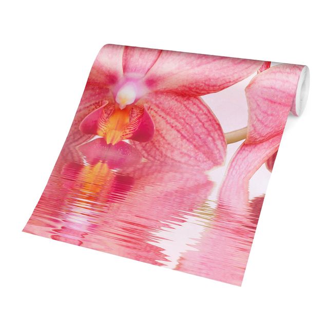 Tapet Light Pink Orchid On Water