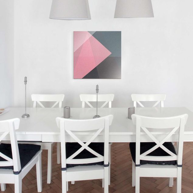 Glasbilleder abstrakt Pink Transparency Geometry