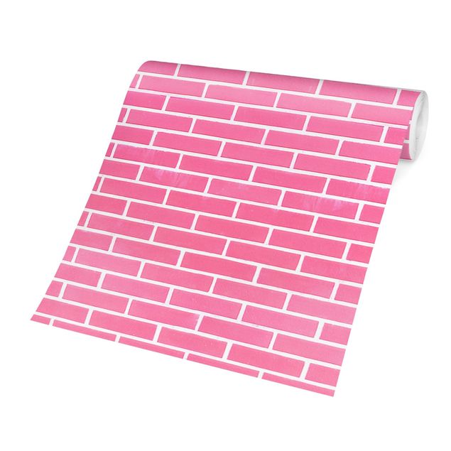 Tapet med sten Pink Brick Wall