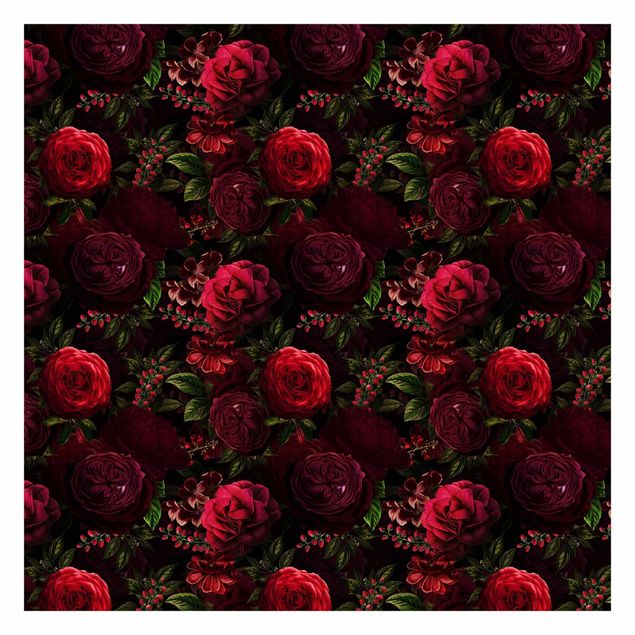 Tapet rød Red Roses In Front of Black