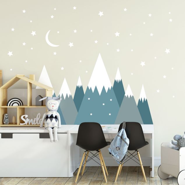 Wallstickers Snow Covored Mountains Stars And Moon