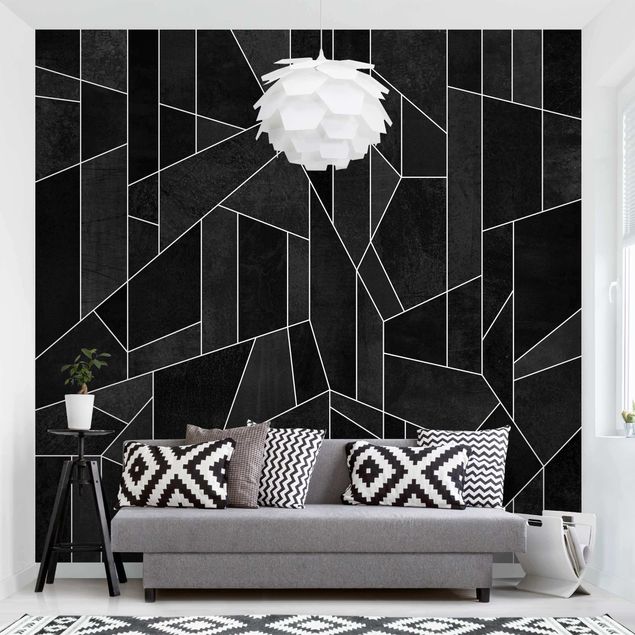 Geometrisk tapet Black And White Geometric Watercolour