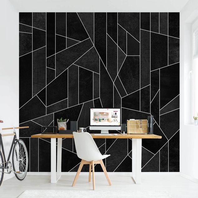 Mønstret tapeter Black And White Geometric Watercolour
