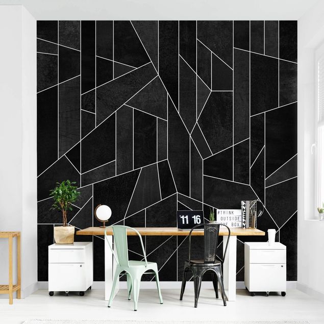 Moderne tapet Black And White Geometric Watercolour