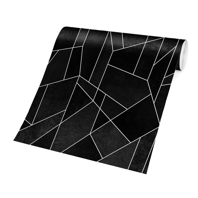 Sort tapet Black And White Geometric Watercolour