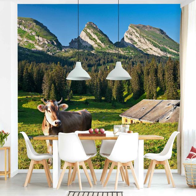 køkken dekorationer Swiss Alpine Meadow With Cow