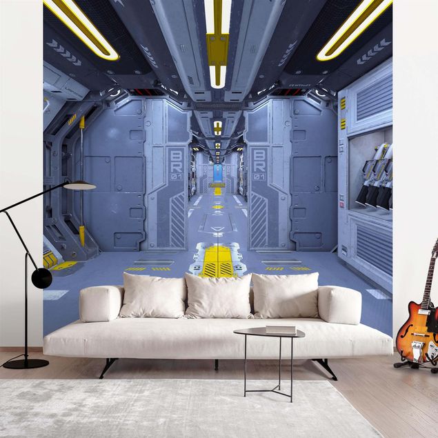 Tapet grå Sci-Fi Inside A Spaceship