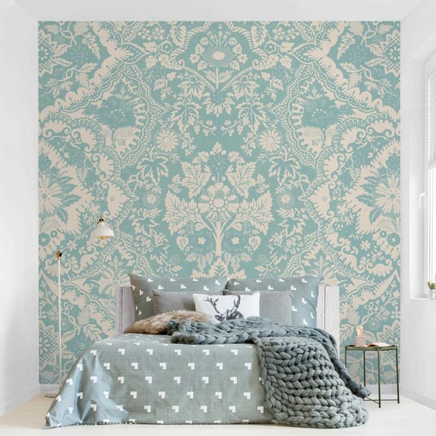 Tapet med mønster Shabby Baroque Wallpaper In Azure II