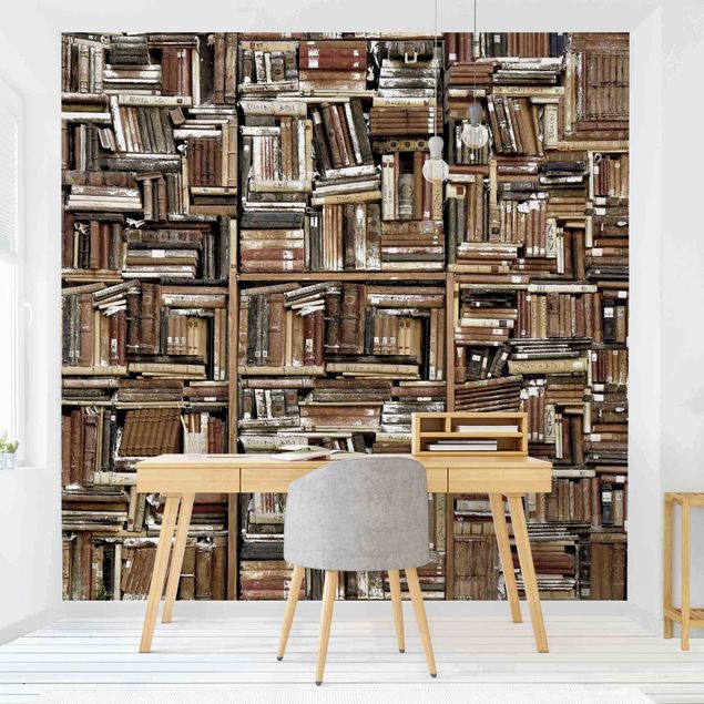 køkken dekorationer Shabby Wall Of Books