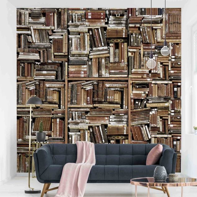 fototapet 3d Shabby Wall Of Books