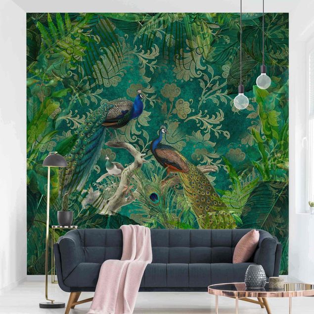 Moderne tapet Shabby Chic Collage - Noble Peacock II