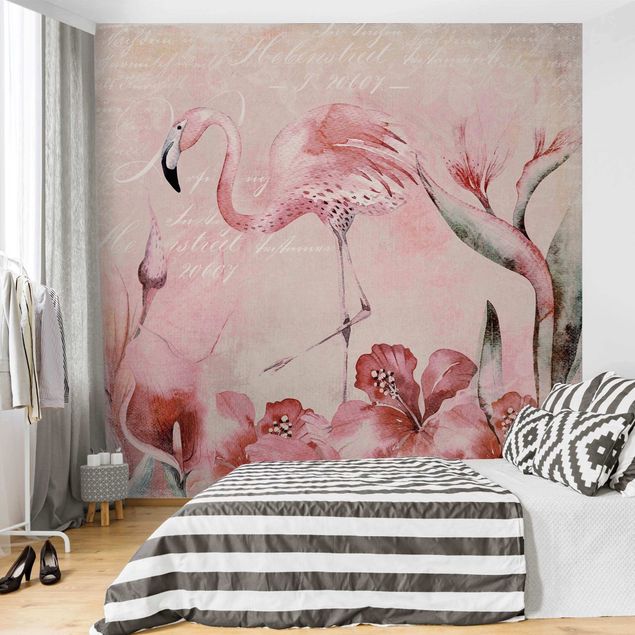 køkken dekorationer Shabby Chic Collage - Flamingo