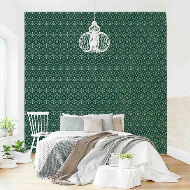 Geometrisk tapet Emerald Art Deco Line Pattern