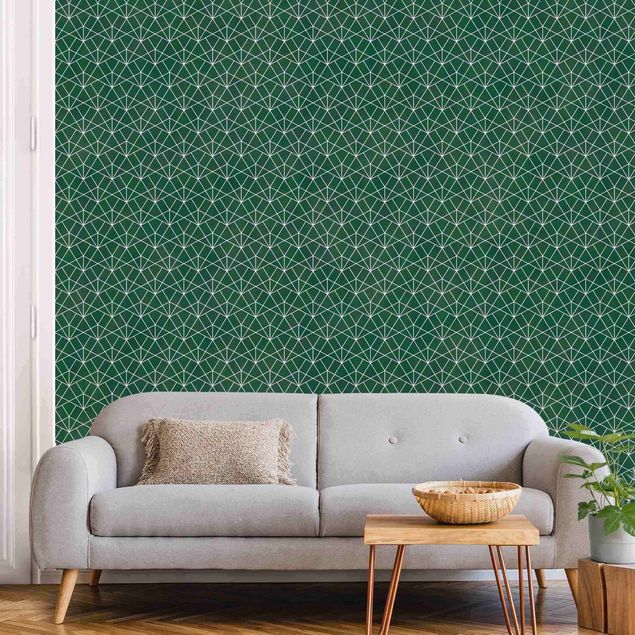 Mønstret tapeter Emerald Art Deco Line Pattern