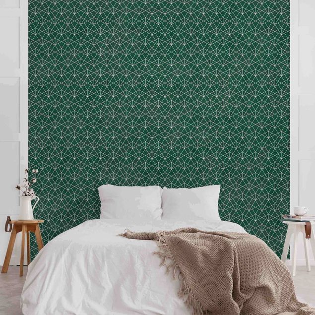 Moderne tapet Emerald Art Deco Line Pattern