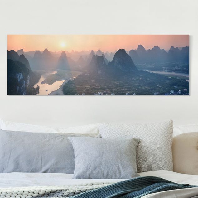 Billeder på lærred bjerge Sunrise In Mountainous Landscape