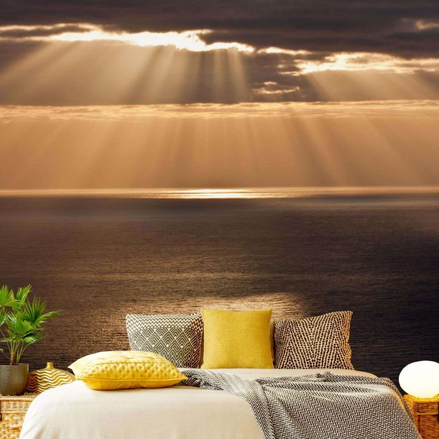 Moderne tapet Sun Beams Over The Ocean