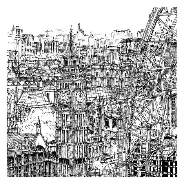 Tapet hvid City Study - London Eye