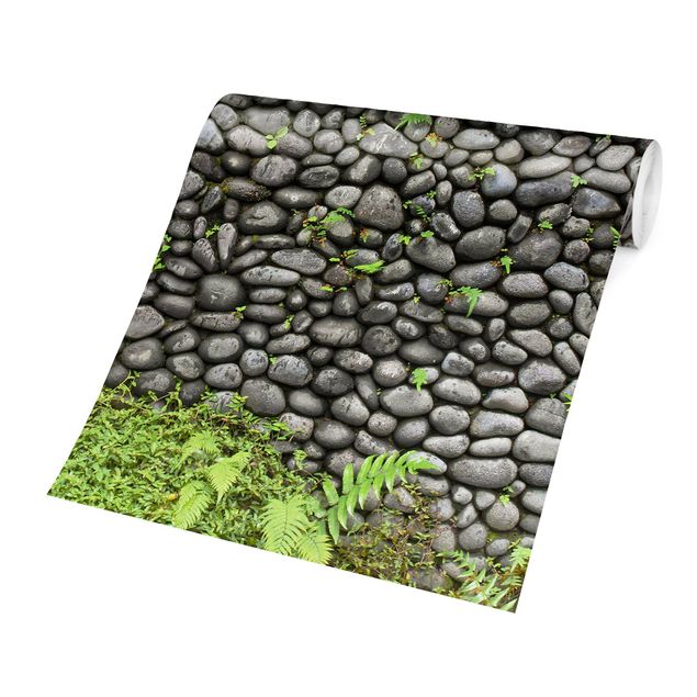 Tapet industriel Stone Wall With Plants