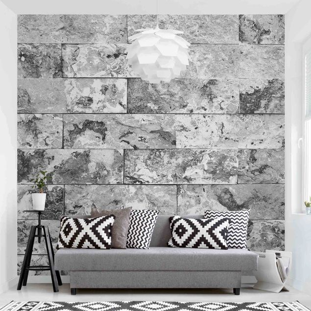 Marmor tapet Stone Wall Natural Marble Grey
