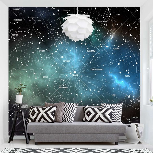 Tapet mønster Stellar Constellation Map Galactic Nebula