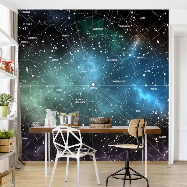 Moderne tapet Stellar Constellation Map Galactic Nebula