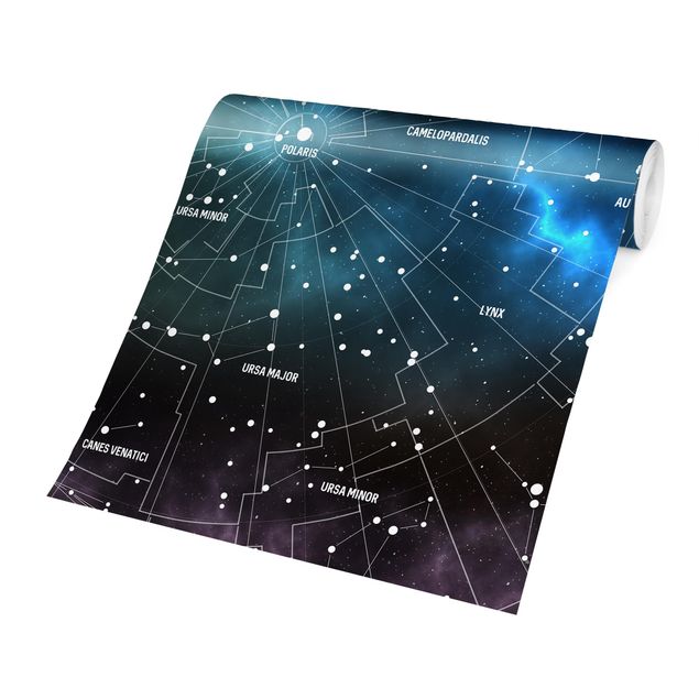 Fototapet verdenskort Stellar Constellation Map Galactic Nebula