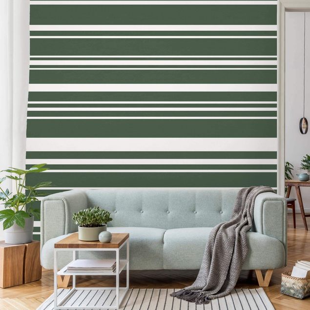 Tapet strimler Stripes On Green Backdrop