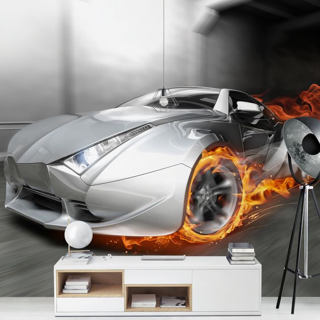 3d tapet Supercar In Flames